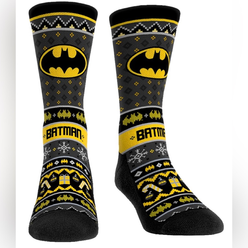 Rock'em Socks BATMAN Tacky Sweater Socks Sz. L/XL 9-13 & S/M 6-8.5